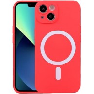 Gravity MagSafe Back Cover Σιλικόνης Transparent RED (iPhone 14 Plus)