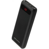 Awei P70K Portable Power Bank Charger 20000mAh Με 2 USB Output Mobile Quick Charger-'Ενδειξη Οθόνης LCD & Led Φακό (Black)