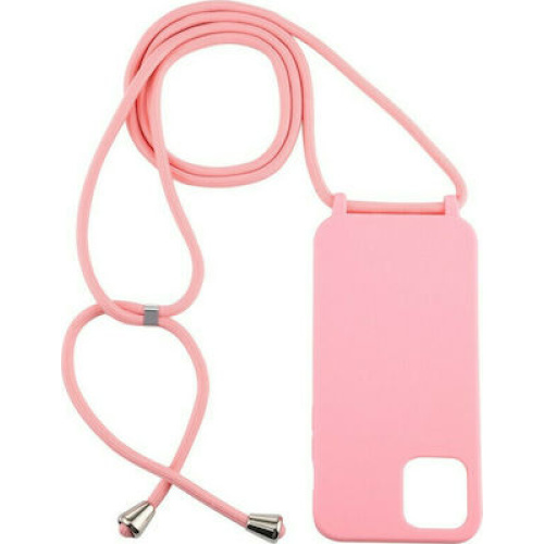 Θήκη Σιλικόνης Candy Color TPU με Κορδόνι για iPhone 12 / 12 Pro  – Ροζ