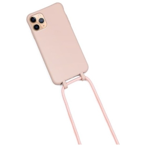 Θήκη Σιλικόνης Candy Color TPU με Κορδόνι για iPhone   12 Pro  MAX–PINK SAND