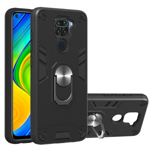 Xiaomi Redmi  Note 9  Hybrid Shockproof Armor Case  Metal Rotating Ring for Car Mount Holder Black (oem)