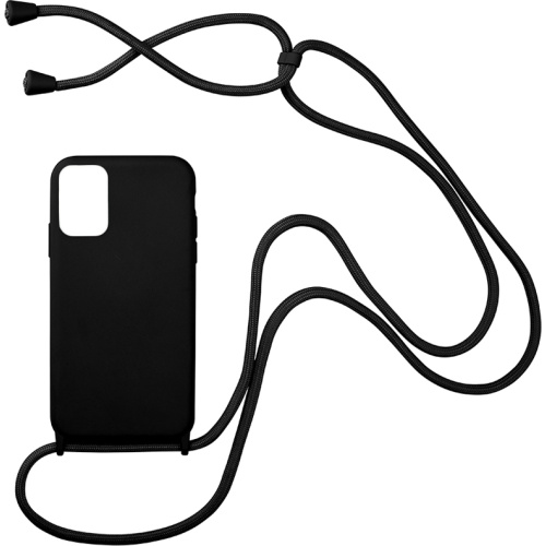 Carryhang Liquid Back Cover Σιλικόνης με Κορδόνι Μαύρο (Galaxy A52)