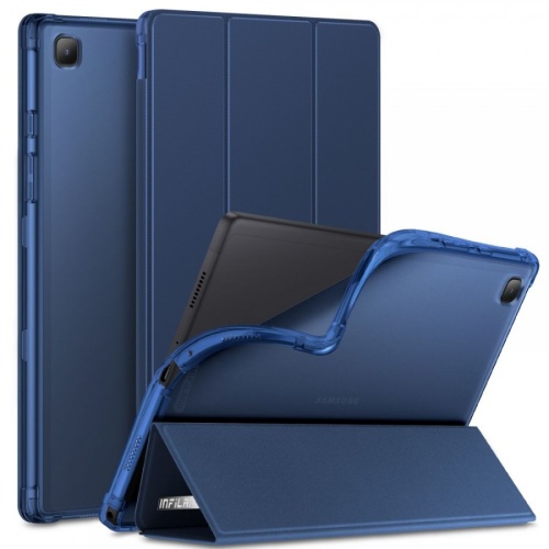 Samsung Galaxy Tab A7 10.4 Case 2020 SM-T500/T505/T507 -ΜΠΛΕ- Slim Thin Leather Case Book cover με πίσω κάλυμμα σιλικόνης Διάφανο