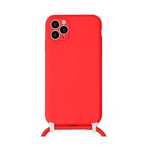 Colored Silicone Cord Case με Κορδόνι Back Cover (iPhone 11) Κόκκινο