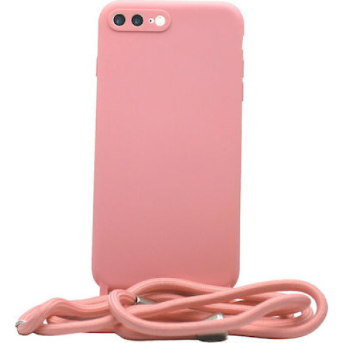 Liquid Silicon Case Με Κορδόνι For iPhone 7/8 Plus Pink