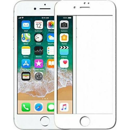 Προστατευτικό τζάμι 9D Full Glue Full Face Tempered Glass 9H Αpple iPhone 6/6S WHITE