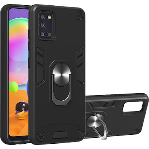 Θήκη  XIAOMI NOTE 10  Μαύρη Με Σταντ 2 in 1 Armour Series PC + TPU Protective Case with Ring Holder Black