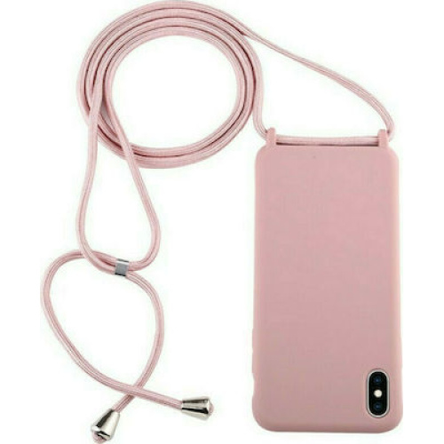Θήκη Σιλικόνης Candy Color TPU με Κορδόνι για iPhone XS Max – Ροζ